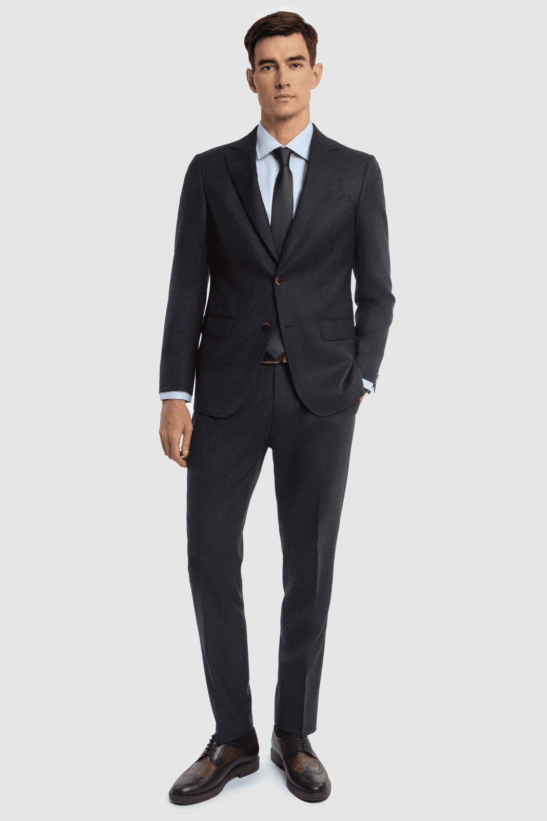 Костюм из шерсти и кашемира в полоску