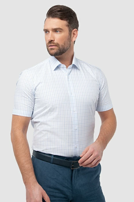 Сорочка приталенная из хлопка, цвет Светло-серый