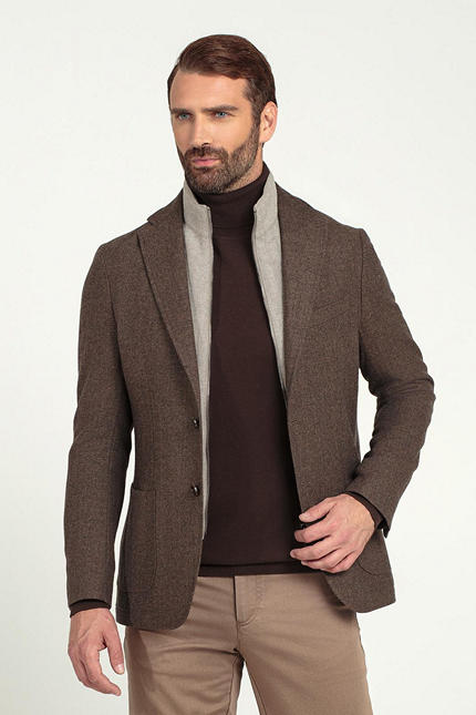 Пиджак из смесовой шерсти с воротником-стойкой Пиджак из смесовой шерсти с воротником-стойкой