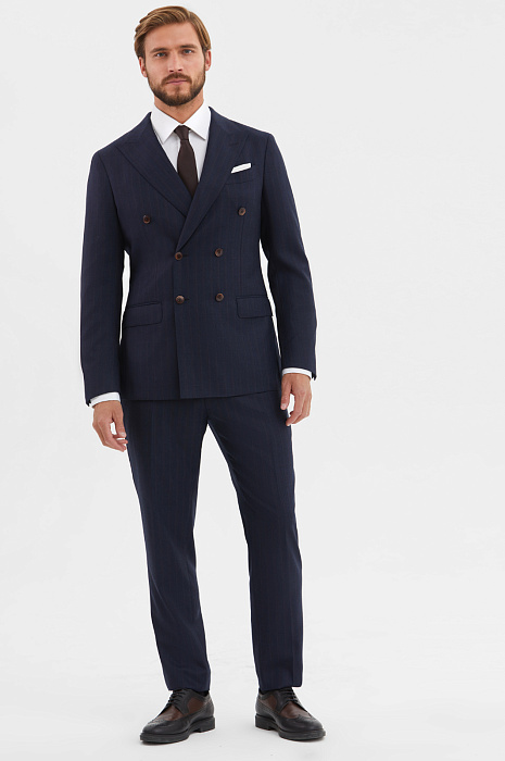 Костюм из шерсти и кашемира в полоску