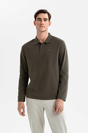 Лонгслив поло из хлопка