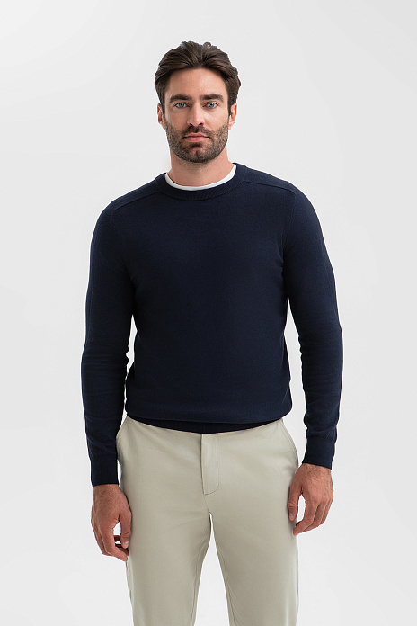 Джемпер из хлопка и кашемира, цвет Синий темный