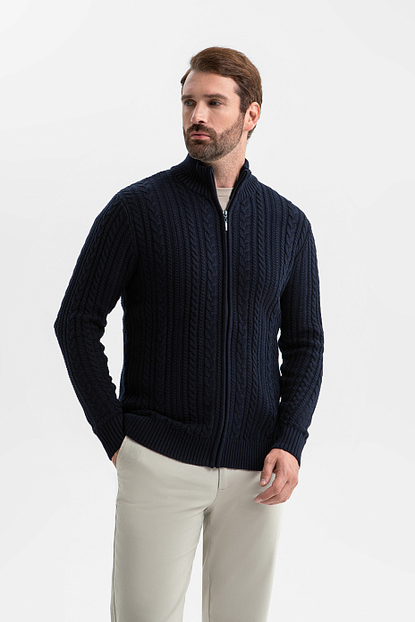 Кардиган из хлопка и кашемира, цвет Синий темный